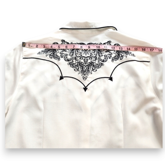 Roper Vintage Western Pearl Snap Black Embroidered Button Down Size XL - Picture 10 of 15